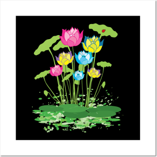 Colorful waterlily flowers Posters and Art